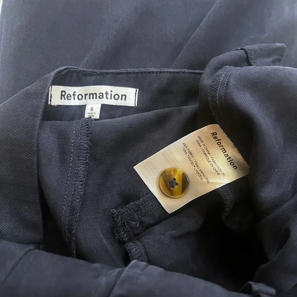 Reformation Mason Pants 6 Navy Blue